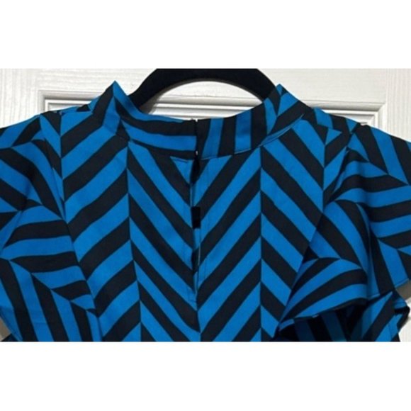 Worthington Chevron Ruffled Blouse Short-Sleeved 100% Polyester Women's Size M - Picture 5 of 14